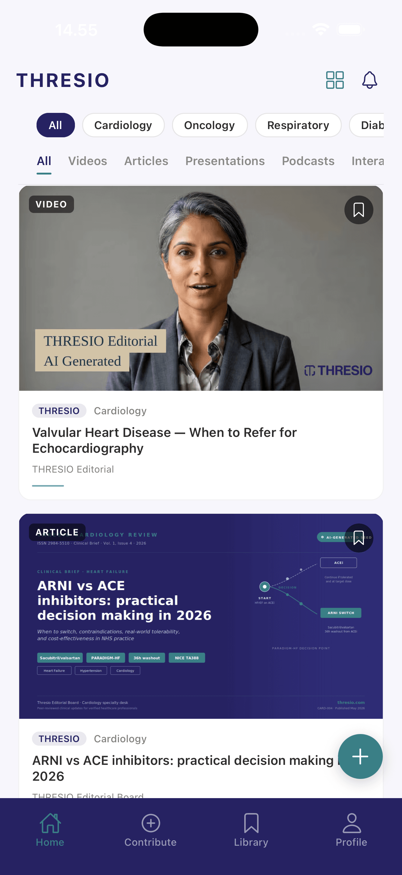 THRESIO mobile app home feed